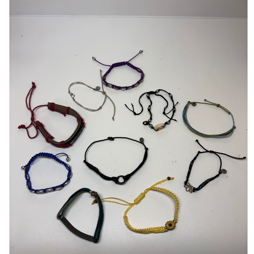 10 Piece Mixed Bracelet Lot Faith Hope Sunflower Cowrie Shell
